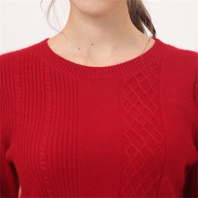 秋冬新款女士圆领羊绒衫红色套头毛衣图片GQ2152