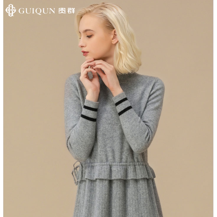 秋冬圆领羊绒衫女士长袖毛衣连衣裙款式GQ2390