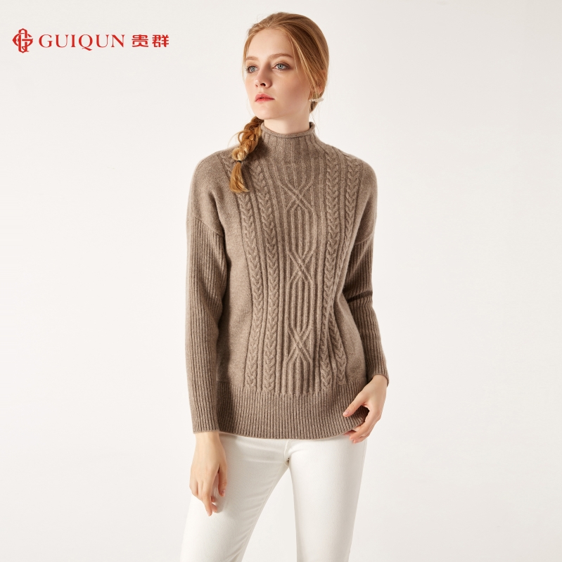 鄂尔多斯羊绒衫秋冬女士打底新款休闲毛衣图片GQ2550