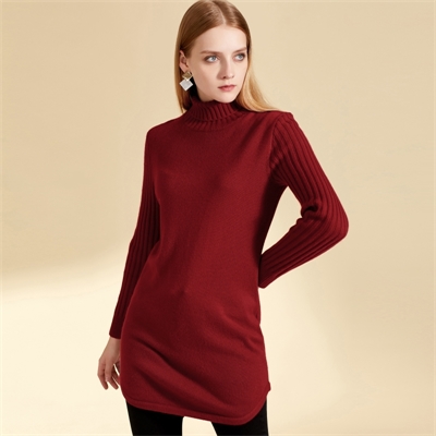 GQ2554秋冬鄂尔多斯市羊绒衫女士新款打底中长款毛衣图片款式