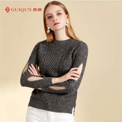 「鄂尔多斯市」女士新款贵群羊绒衫毛衣圆领打底款式GQ2568