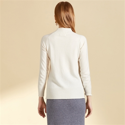 「鄂尔多斯市」女式新款贵群羊绒衫毛衣樽领白色图片GQ2623